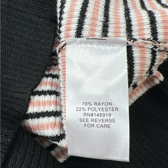 FRESHMAN Juniors' Multi-Striped Ribbed Pullover Sweater Peach Black XS NWT - Picture 5 of 6
